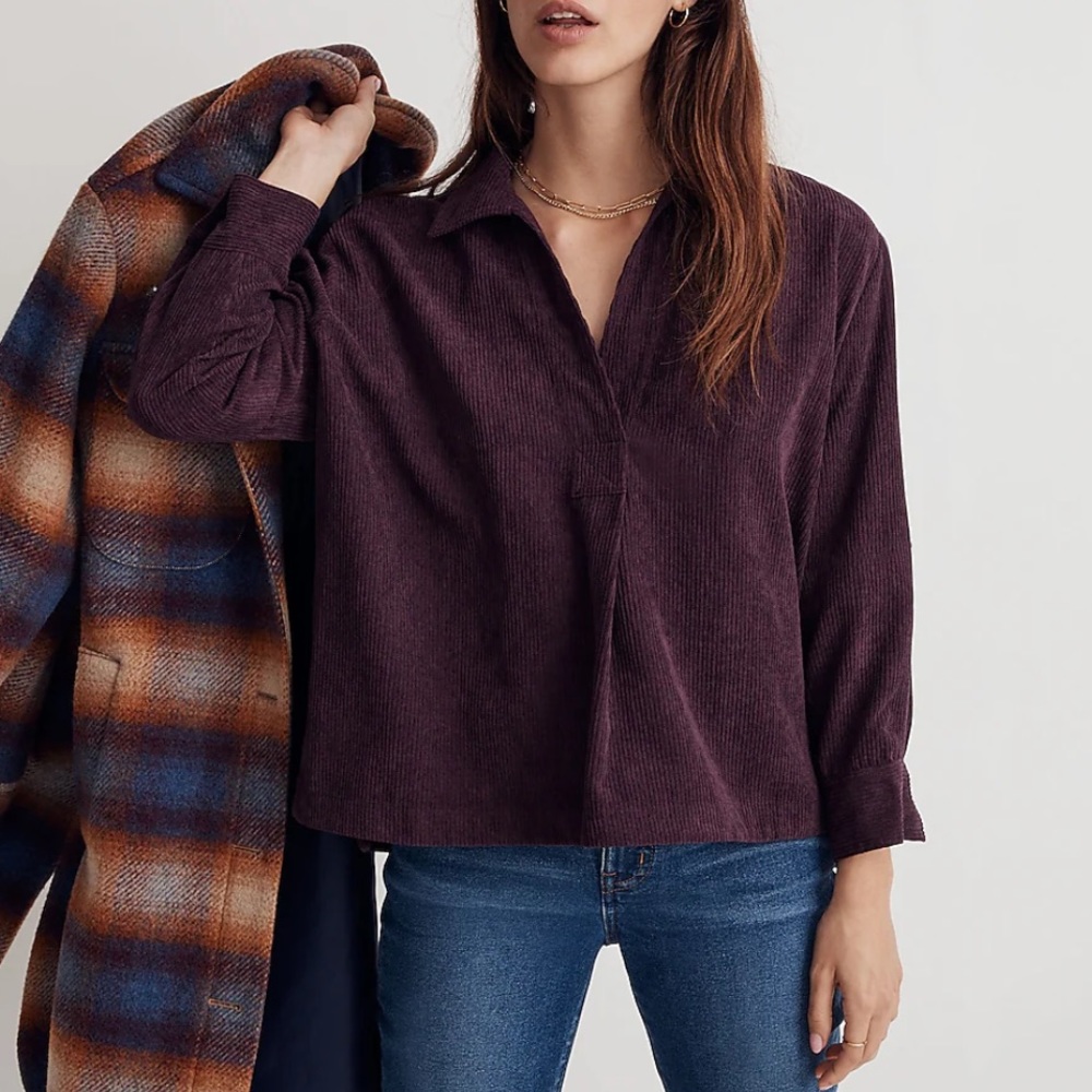 Madewell Corduroy Lakeline Long-Sleeve Popover Shirt Medium